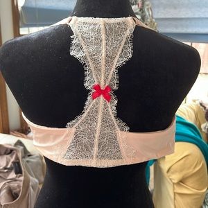 Victoria's Secret Cream Bra with Red Lace Accent